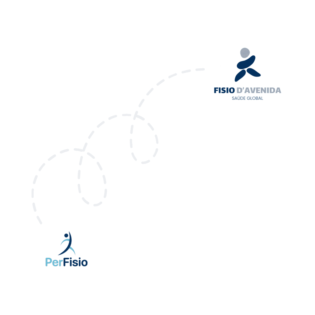 Transição do logotipo da PerFisio para o logotipo da Fisio D'Avenida